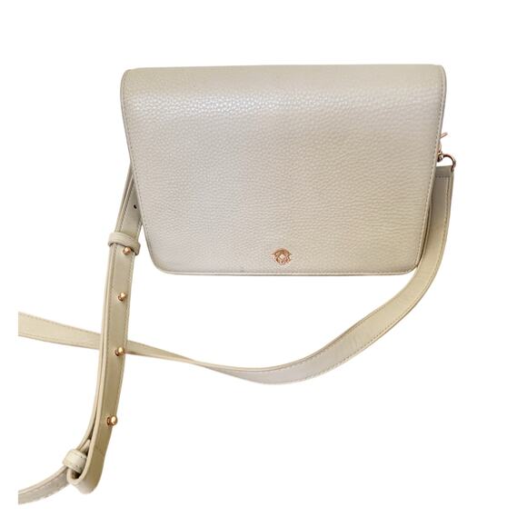 Dagne Dover Andra Pebbled Leather Neutral Crossbody Bone Shoulder Bag Medium - Picture 1 of 15